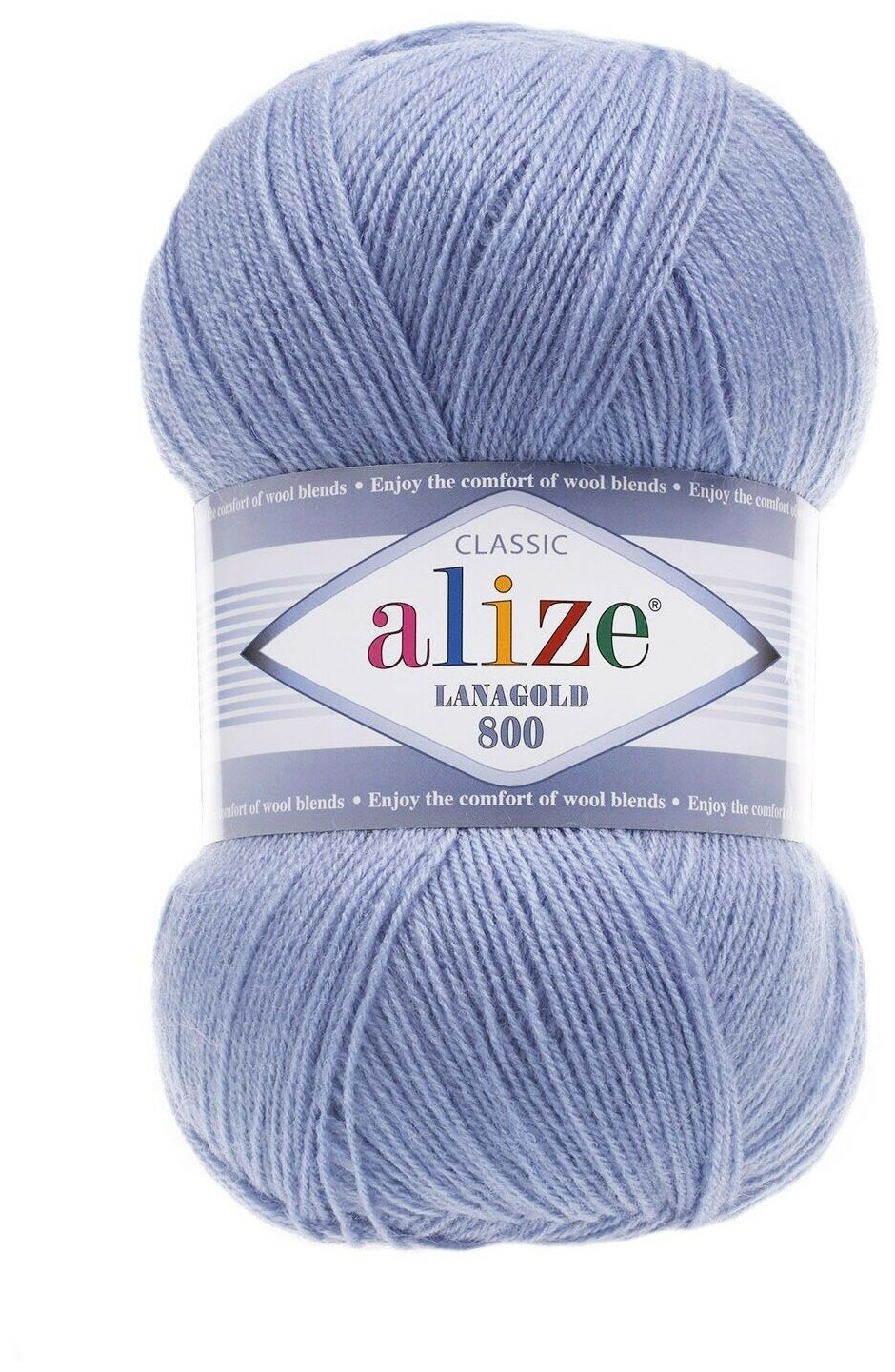 Пряжа Alize Lanagold 800 голубой (40), 51%акрил/49%шерсть, 800м, 100г, 2шт