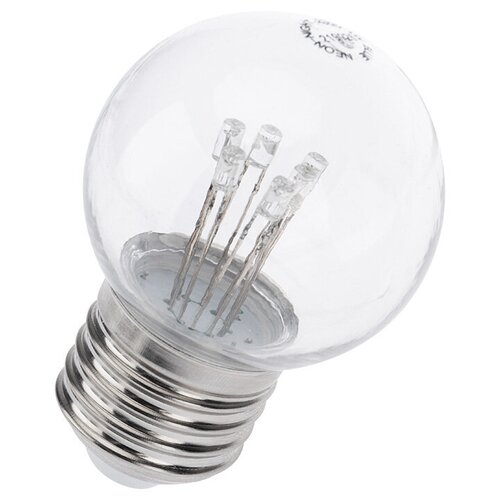 Лампа шар e27 6 LED Ø45мм - красная, прозрачная колба, эффект лампы накаливания, 1шт