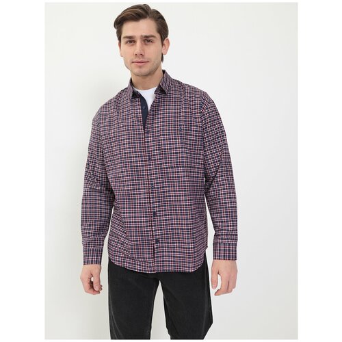 фото Рубашка мужская длинный рукав greg 625/118/52015/1, свободный силуэт / casual сlassic fit, цвет бордовый, рост 174-184, размер ворота 40