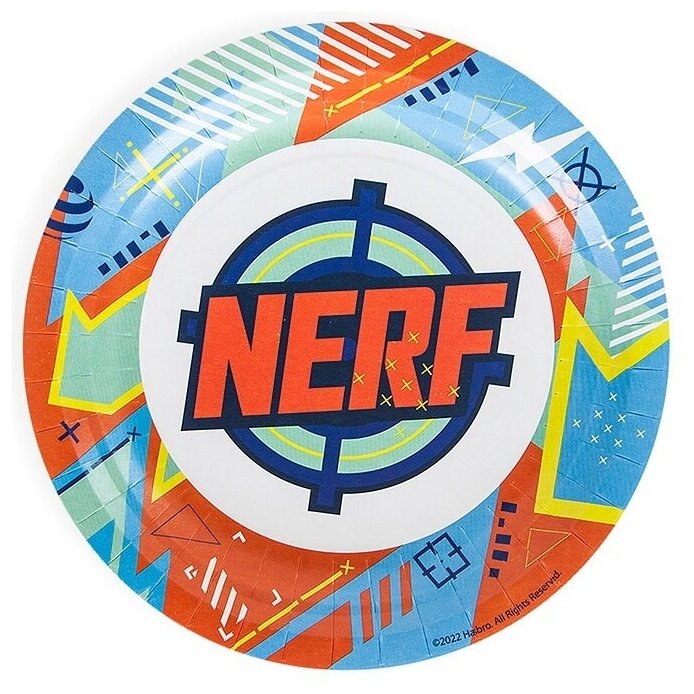 Бумажная тарелка ND Play NERF, голубой, 6 шт, 180 мм, детская (298923)