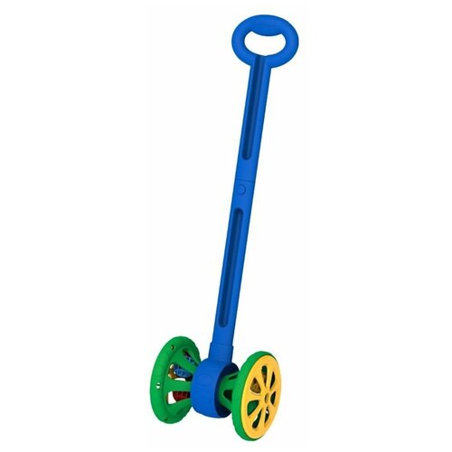 Каталка «Весёлые колёсики», с шариками, цвет сине-зелёный