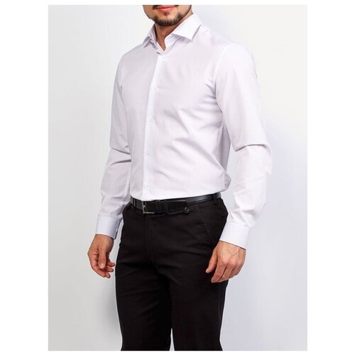 фото Рубашка мужская длинный рукав greg 171/139/1162/zv, приталенный силуэт / slim fit, цвет белый, рост 174-184, размер ворота 40