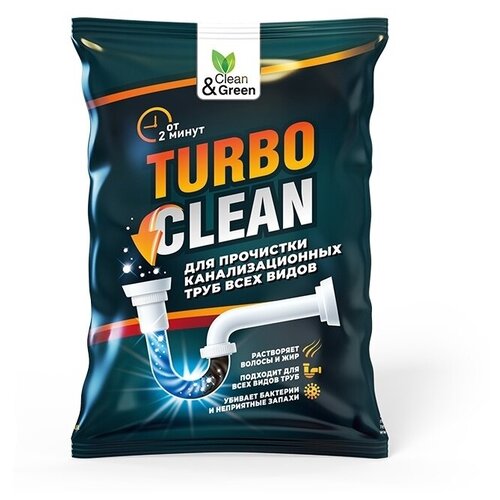 12 штук Средство для прочистки канализационных труб (щелочное, пакет) 70 гр. Clean &Green CG8083