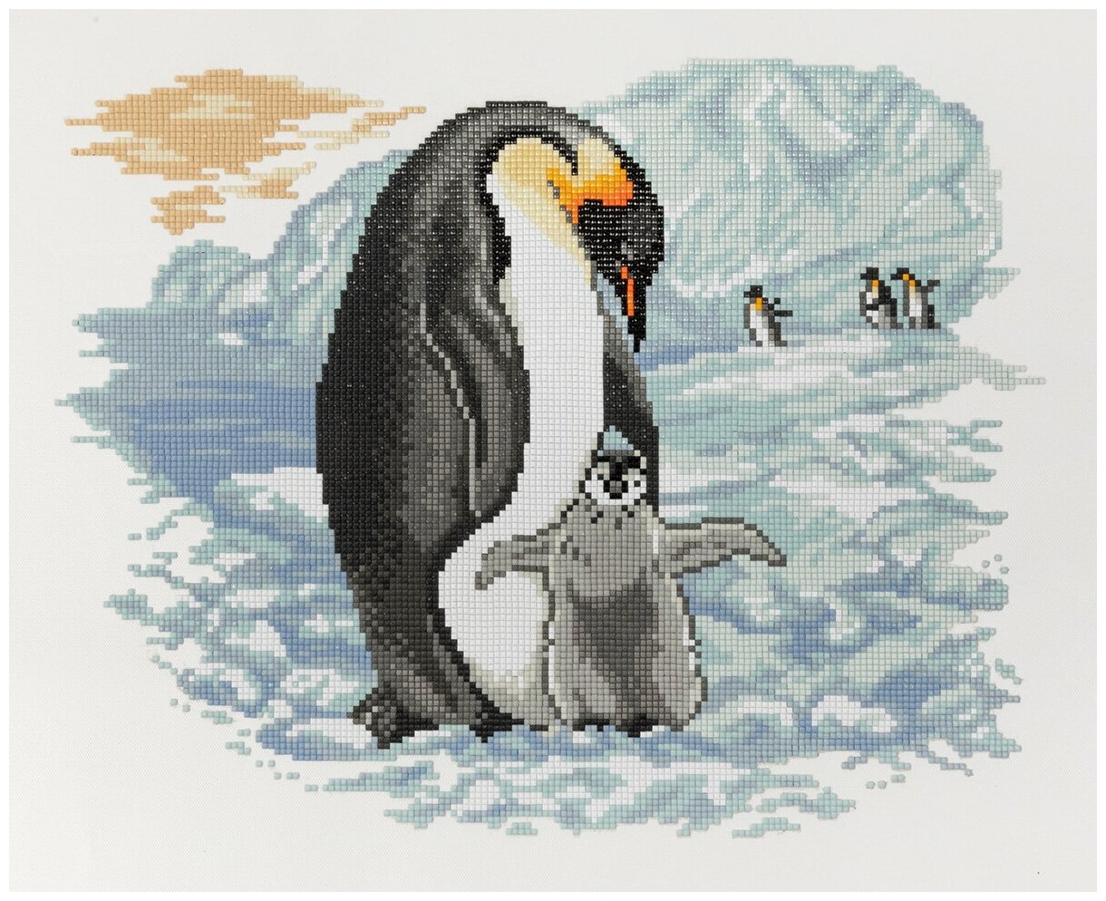 Кристальная (алмазная) мозаика фрея ALVR-237 Пингвины 40 х 35 см