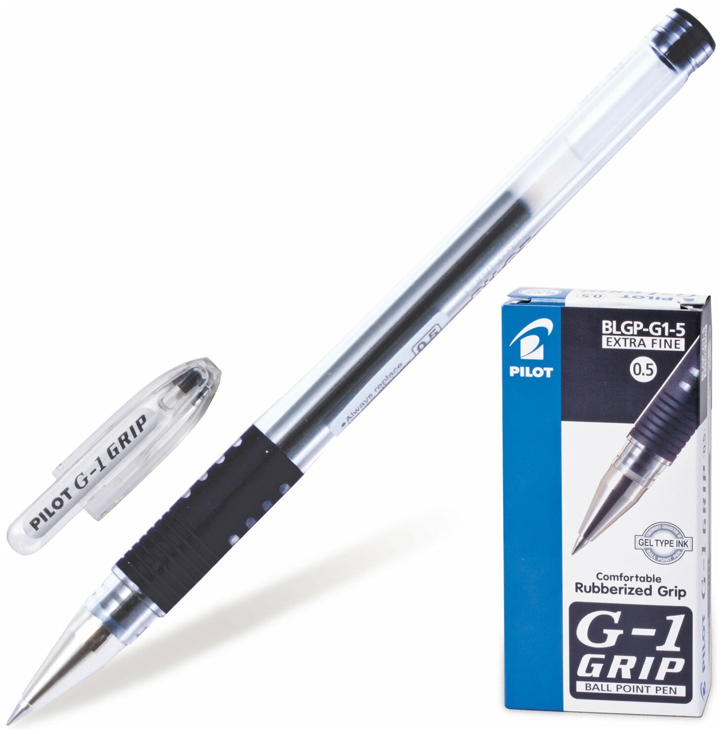 Ручка гелевая Pilot BLGP-G1-5 Grip (0.3мм, черный, резиновая манжетка) 1шт. (BLGP-G1-5-B)