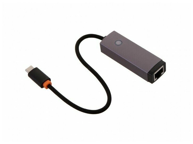 Переходник/Адаптер BASEUS Lite Series Ethernet Adapter (Aluminum Alloy), Type-C - RJ45 (100Mbps), серый