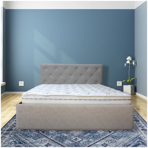 Двуспальная кровать / кровать / кровать с подъемным механизмом / ящики / изголовье мягкое / велюр / кровать двухместная