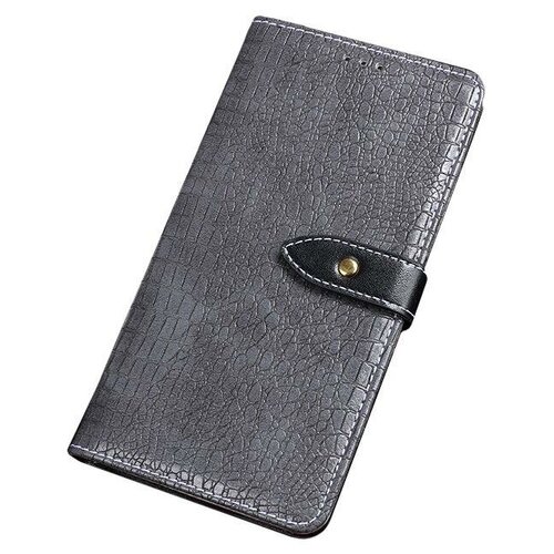 фото Чехол-книжка mypads для huawei enjoy 10s / huawei y8p (aqm-lx1) с фактурной прошивкой рельефа кожи крокодила с застежкой и визитницей серый