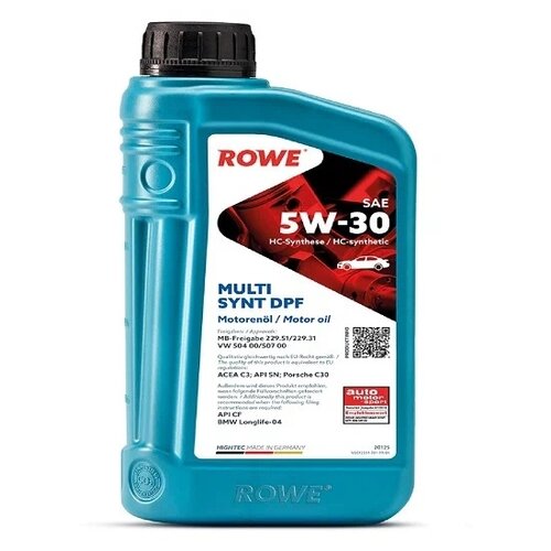 ROWE Масло Моторное Rowe Hightec Multi Synt Dpf Sae 5w-30 (60л) Acea C3,Api Sp,Opel/Vauxhall Ov 040 1547-D30/-G30,Porsche C30...