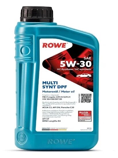 Моторное масло ROWE HIGHTEC Multi Synt DPF 5W30 1л 20125-0010-03