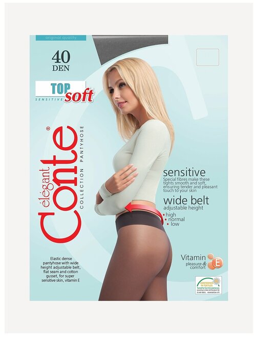 Колготки  Conte elegant Top Soft, 40 den, размер 4, серый