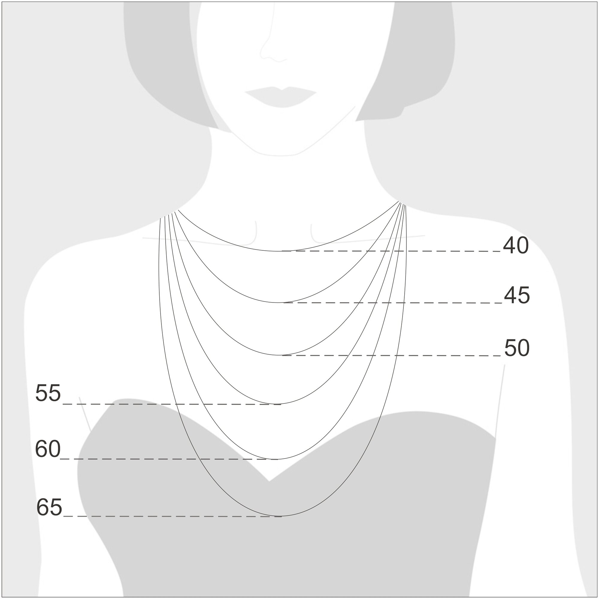 Размеры цепочек на шею таблица женщины