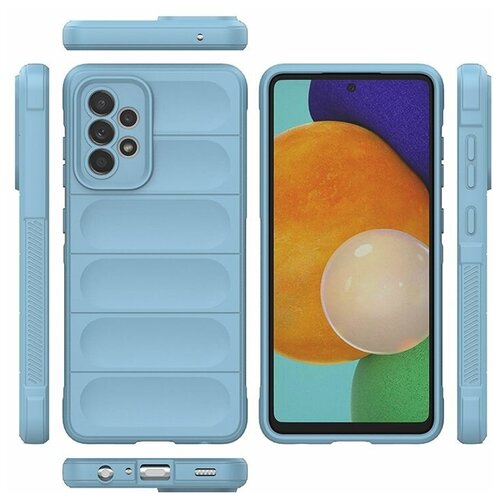 противоударный чехол flexible case для samsung galaxy a73 светло серый Противоударный чехол Flexible Case для Samsung Galaxy A73 голубой
