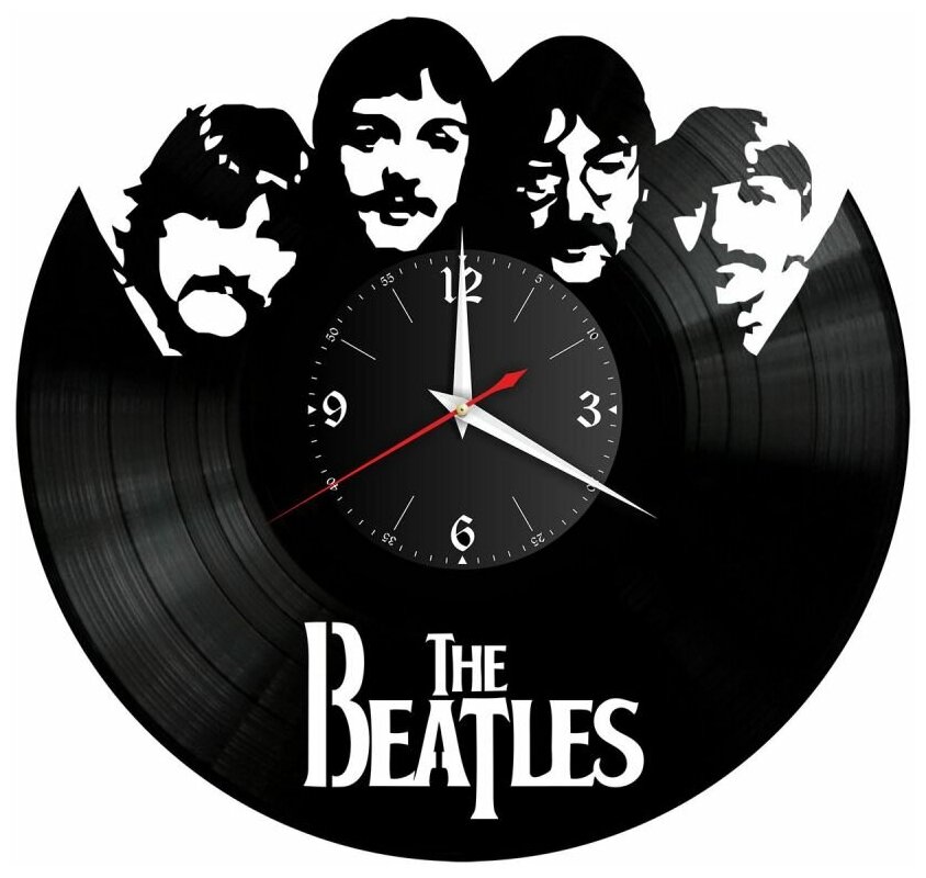 Часы из винила Redlaser "группа Битлз (The Beatles), Джон Леннон, Пол Маккартни, Джордж Харрисон и Ринго Старр" VW-10182