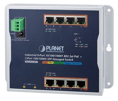 Коммутатор Planet WGS-4215 8P2S WGS-4215-8P2S/PoE 210Вт./Управляемый Layer 2