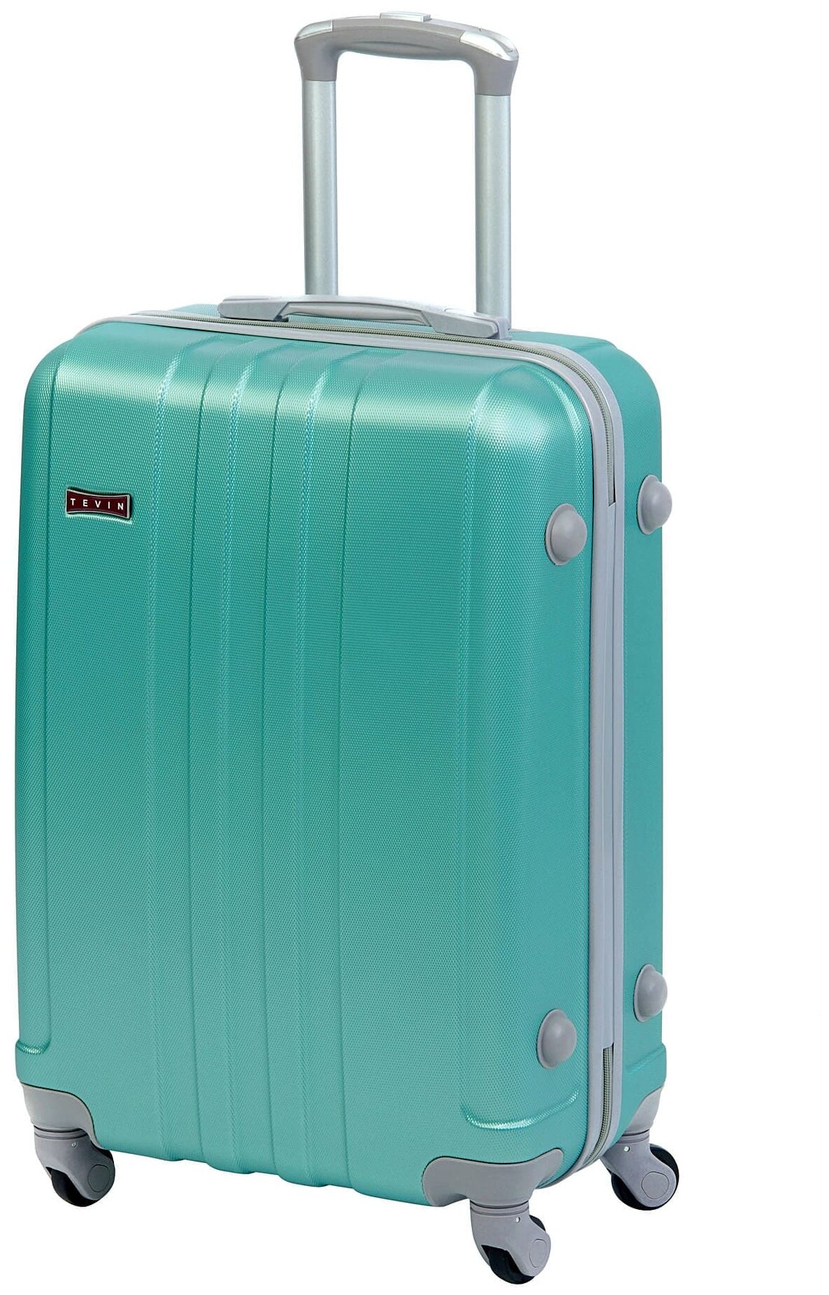 Чемодан на колесах дорожный средний багаж для путешествий s+ TEVIN размер С+ 60 см 52 л легкий 2.6 кг небольшой, прочный abs пластик Зеленый светлый