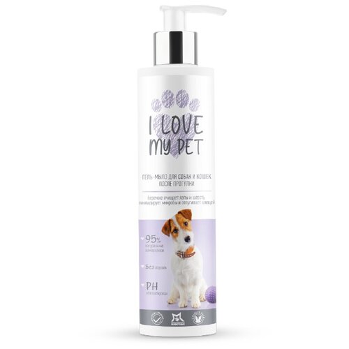 Гель-мыло для собак и кошек I LOVE MY PET с хлоргексидином и Д-пантенолом, 250 мл