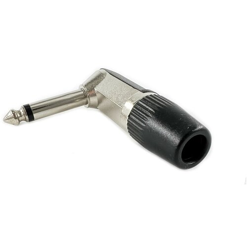 Разъем аудио 6.35мм штекер моно угловой пластик-металл на кабель