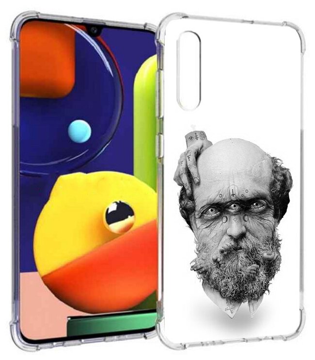 Чехол задняя-панель-накладка-бампер MyPads страшный бородатый мужчина абстракция для Samsung Galaxy A70/A70s SM-A705F (2019) противоударный