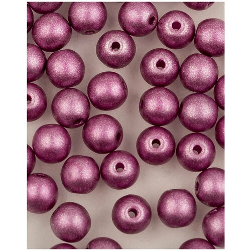 Стеклянные чешские бусины, круглые, Round Beads, 4 мм, цвет Alabaster Metallic Rose, 50 шт.