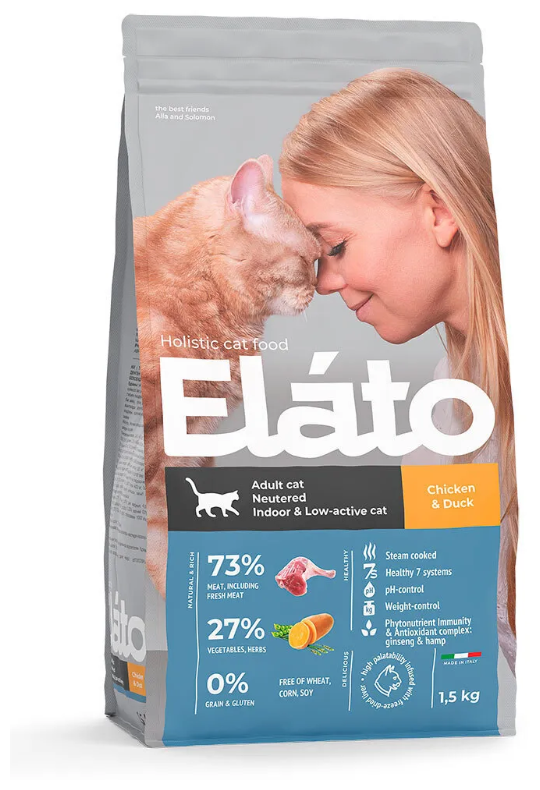 Элато Holistic сух.д/кастрированных котов, стерилизованных и малоактивных кошек 1,5кг - фотография № 3