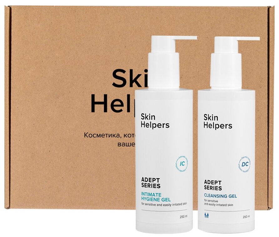 Skin Helpers ADEPT Набор: Очищающий гель умывания для лица и тела 250 мл, Гель для интимной гигиены 250 мл
