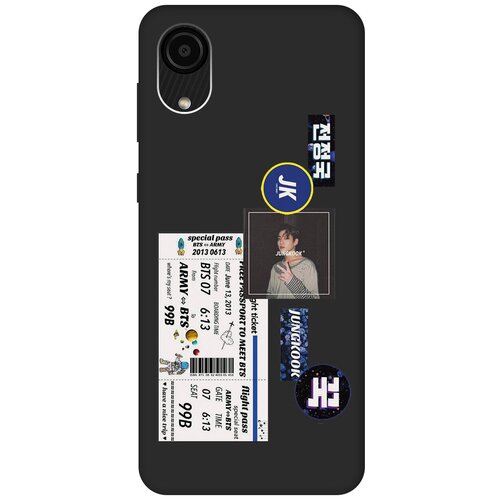 Матовый чехол BTS Stickers для Samsung Galaxy A03 Core / Самсунг А03 Кор с 3D эффектом черный силиконовый чехол с принтом bts stickers для samsung galaxy a03 core самсунг а03 кор