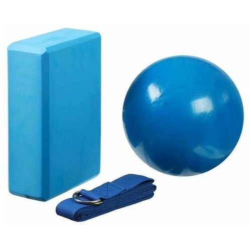 фото Набор для йоги (блок+ремень+мяч), цвет синий 2579468 sangh