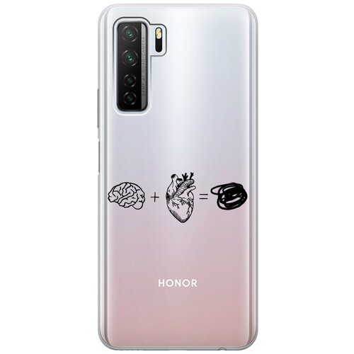 Силиконовый чехол на Honor 30S, Huawei Nova 7 SE, Хонор 30с с 3D принтом Brain Plus Heart прозрачный силиконовая чехол накладка silky touch для huawei nova 7 se honor 30s с принтом heart красная