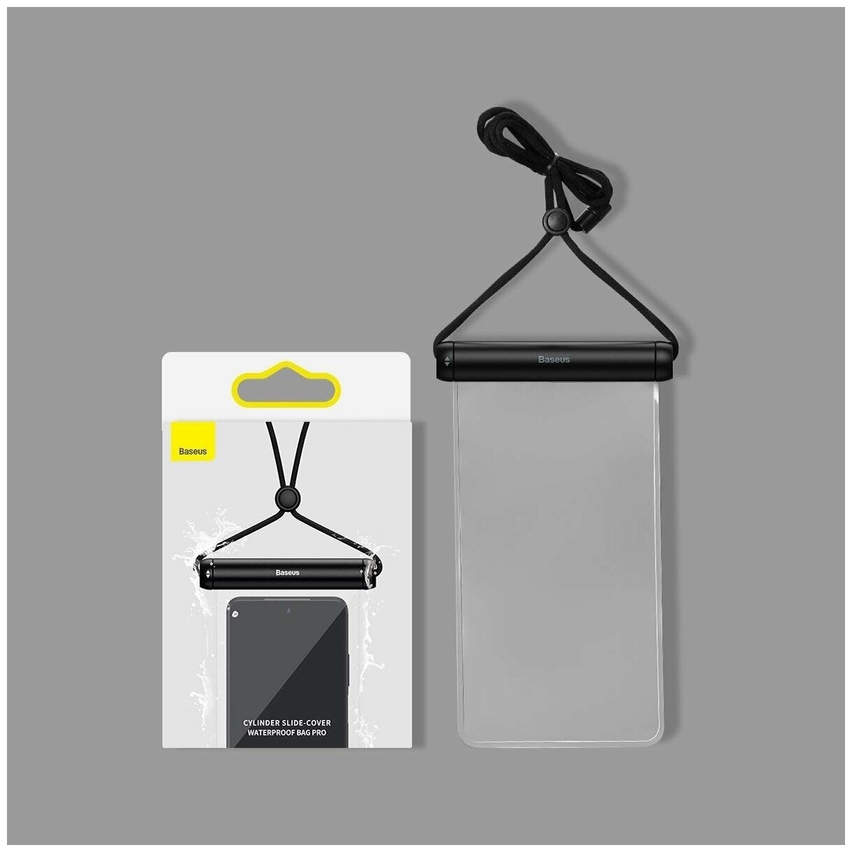 Водонепроницаемый универсальный чехол-сумка BASEUS Cilynder slide-cover, 7.2 дюйма MAX, Черный