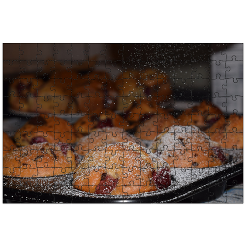 фото Магнитный пазл 27x18см."маффин, вишневый маффин, печь" на холодильник lotsprints