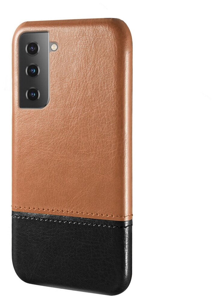 Чехол панель-накладка Чехол. ру для Samsung Galaxy S21 (SM-G991) обтянутый качественной импортной кожей двухцветный дизайнерский с элегантной прошив.