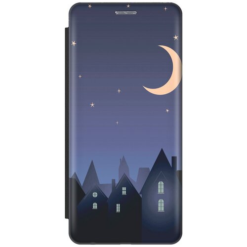 Чехол-книжка на Xiaomi Redmi Note 11 Pro+ 5G, Xiaomi 11i, Сяоми Редми 11 Про+ 5г, Ксиаоми 11и c принтом Месяц над городом черный чехол книжка на xiaomi redmi note 11 pro 5g xiaomi 11i сяоми редми 11 про 5г ксиаоми 11и book art jack красный