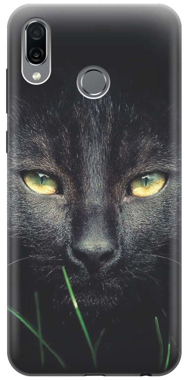 Ультратонкий силиконовый чехол-накладка для Huawei Honor Play с принтом "Кошка в темноте"