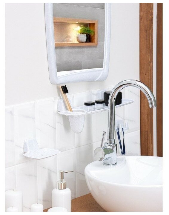 Набор для ванной комнаты Berossi 51, цвет белый мрамор 868705 - фотография № 8