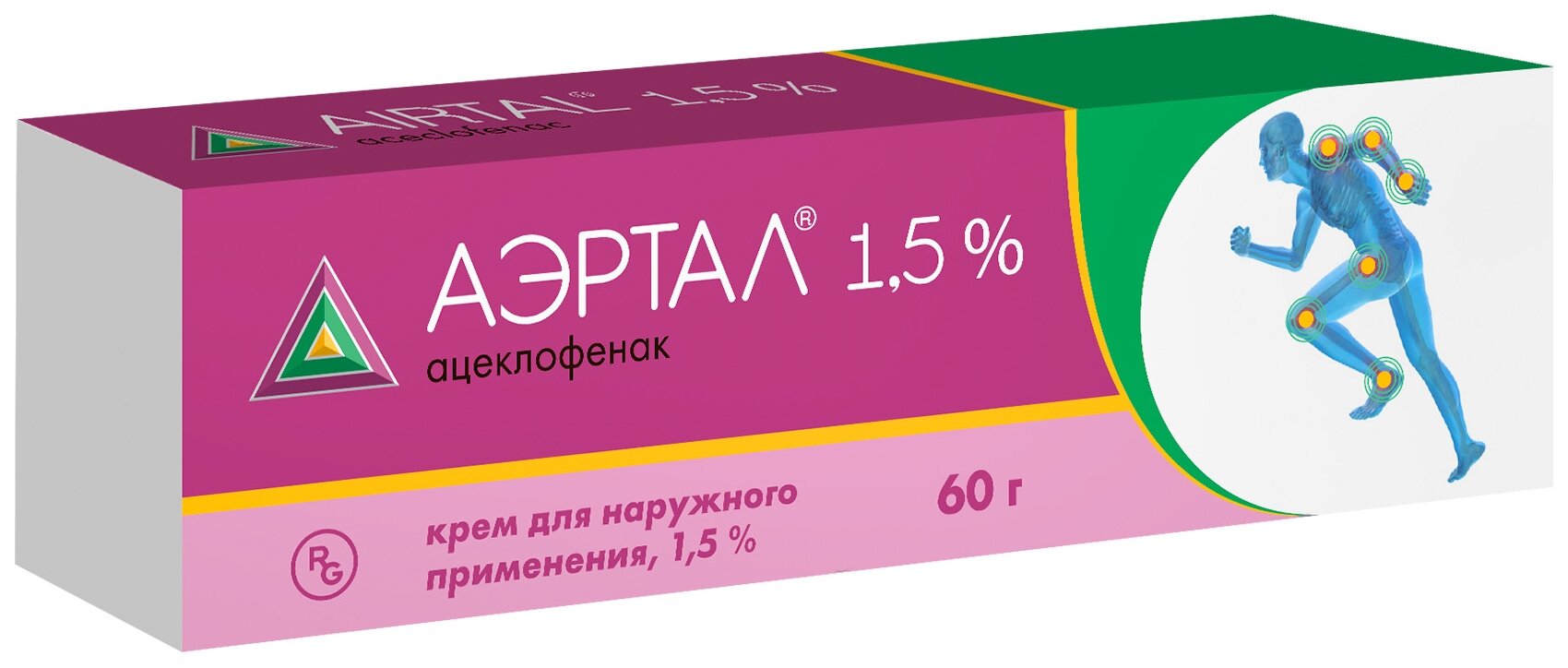 Аэртал крем д/нар. прим. туба, 1.5%, 60 г