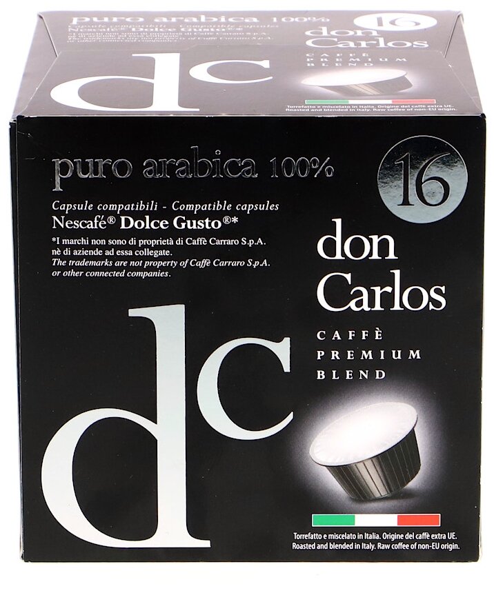 Капсулы для кофемашин Don Carlos Puro Arabica 16шт стандарта Dolce Gusto