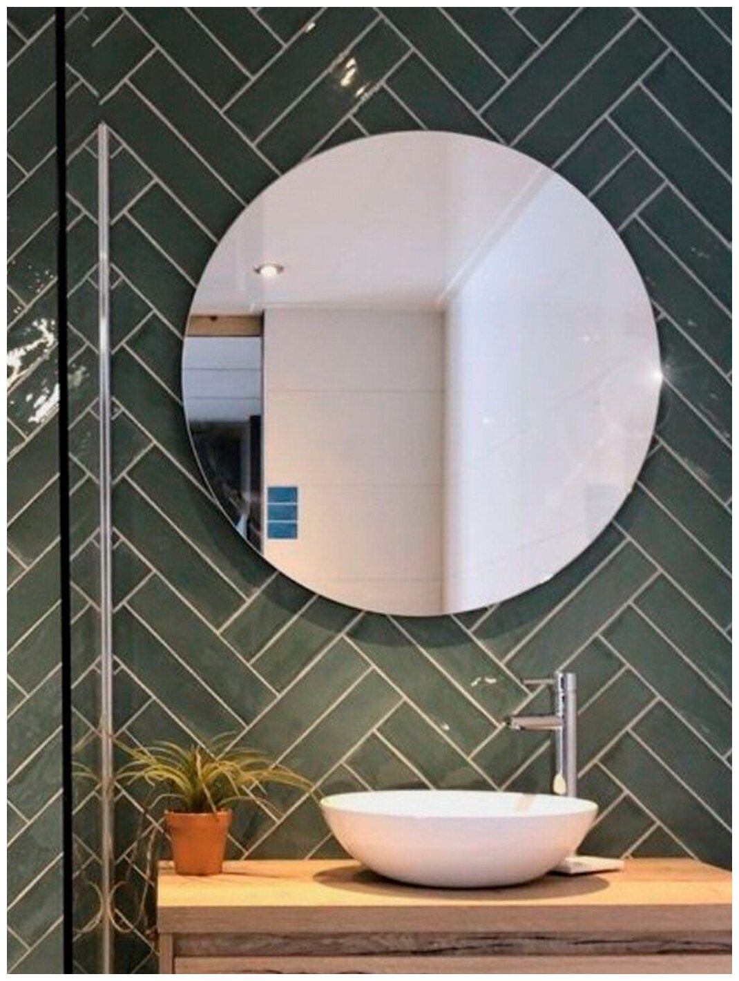 Зеркало в ванную круглое настенное диаметром 60 см - фотография № 7