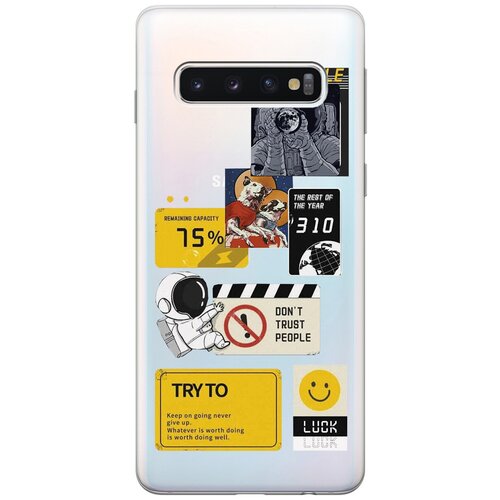 Силиконовый чехол с принтом Space Stickers для Samsung Galaxy S10 / Самсунг С10 силиконовый чехол с принтом bts stickers для samsung galaxy s10 самсунг с10 плюс