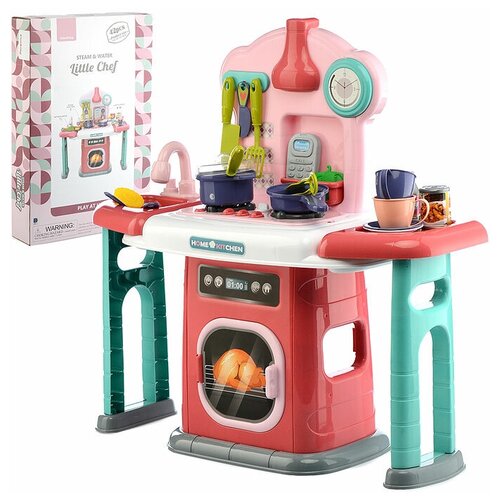Кухня игрушечная детская с посудой, духовкой и продуктами (вода, свет, пар) высота 60 см/ Игровой набор 661-516 в коробке