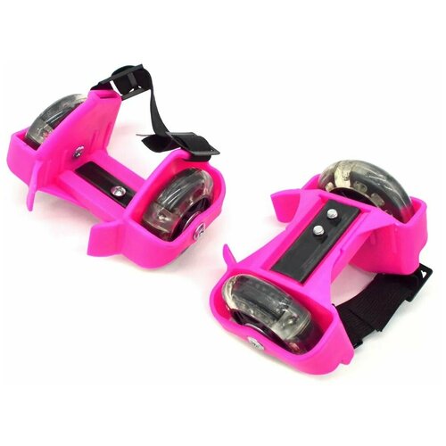 фото Ролики на обувь со светящимися колесами, розовые