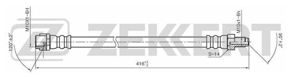 ZEKKERT BS-9040 Шланг тормозной передний MB C-Class (202 203) 93- CLK (208 209) 97- E-Class (210) 95- SLK (R170