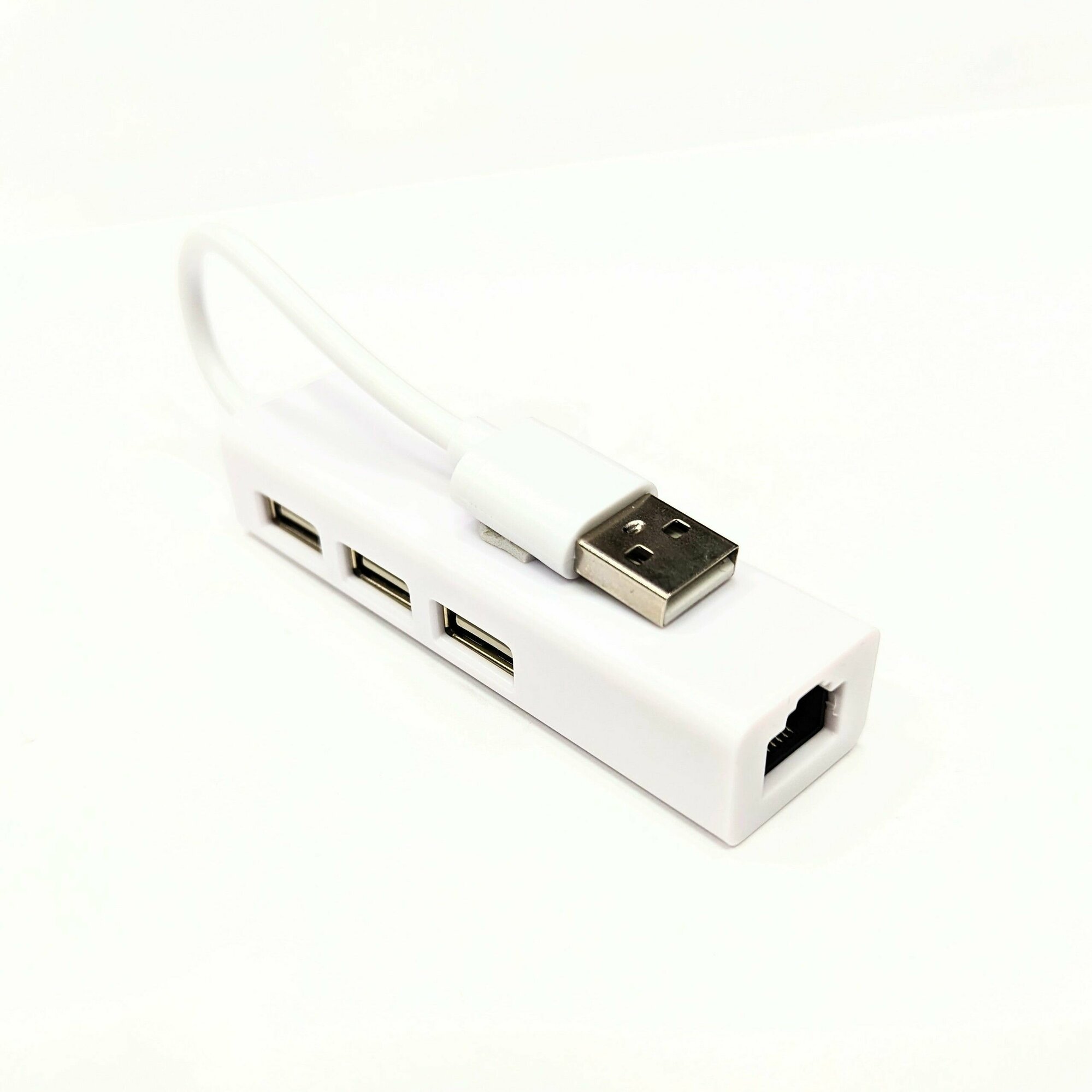 USBHUB "4 в 1" Ethernet 3 x USB 2.0 + RJ45 переходник LAN Интернет белый