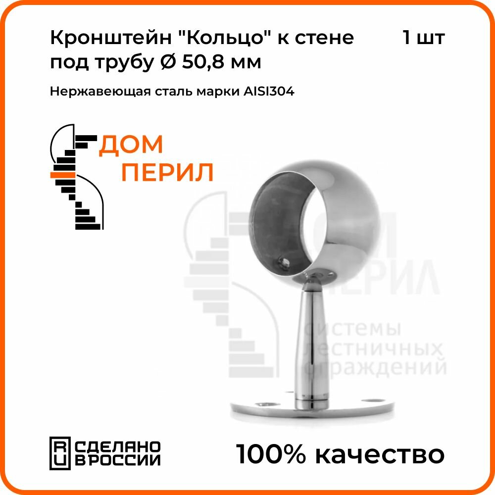 Кронштейн Дом перил "Кольцо" к стене под трубу/поручень d 50,8 мм