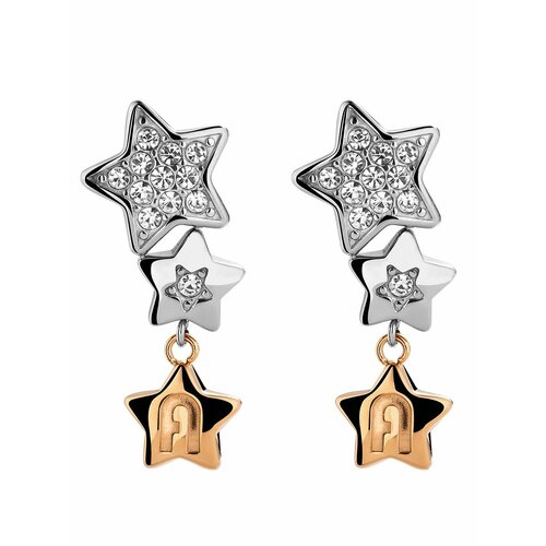 Серьги FURLA, кристалл, серый, золотой