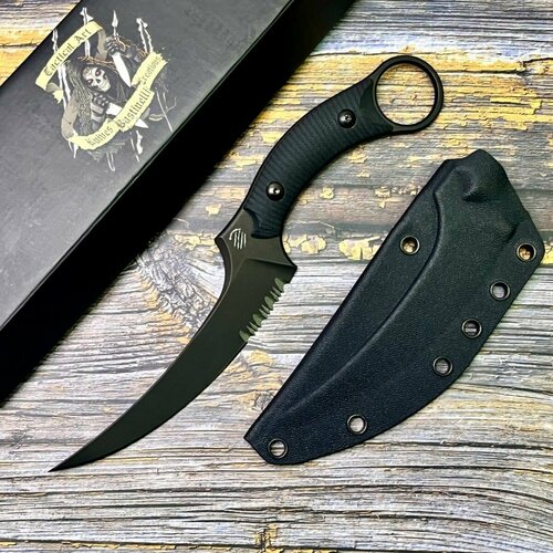 нож bastinelli creations bas233s chopper m390 black serrated blade black micarta handle Нож Bastinelli Creations BAS206S Mako, Black Serrated Blade