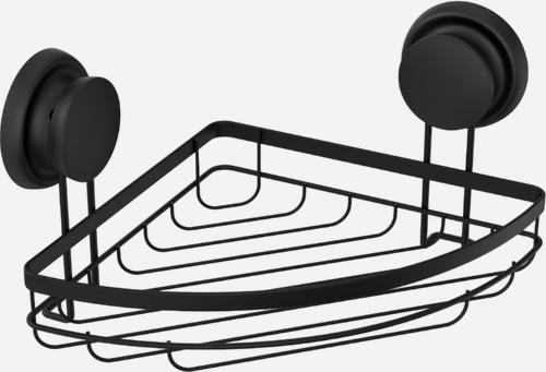 Изображение товара Полка решетка угловая черная на вакуумных присосках Fora Grafit FOR-GRA035