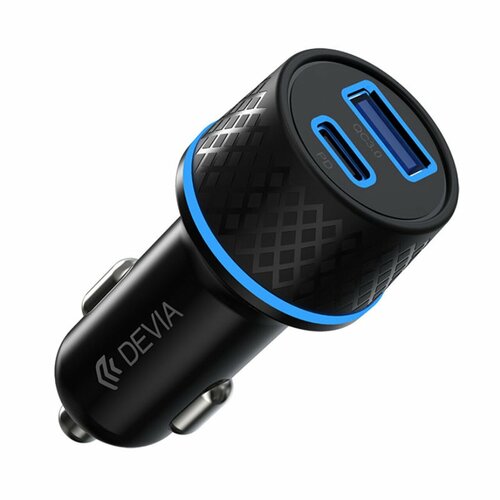 АЗУ Devia Extreme Speed Series Full Comratible PD+QC (30W) 52.5W 1USB+1C Fast Car Charger, черный сзу devia non pole wireless fast charger blue
