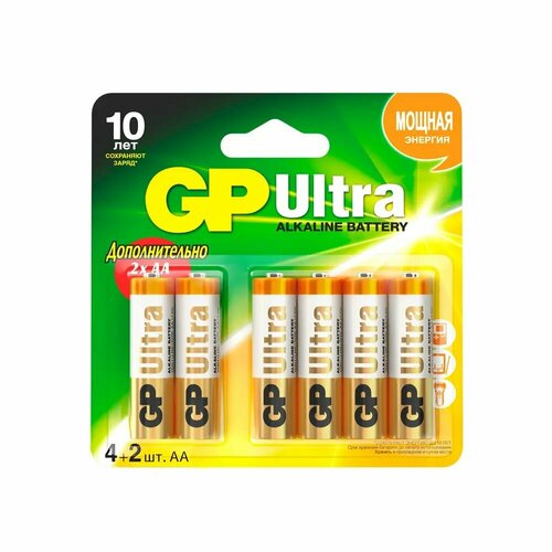 Батарейка Ultra AA алкалиновая 6 шт. батарейка aa щелочная gp ultra 15au4 2 2cr6 1 5v 6 шт