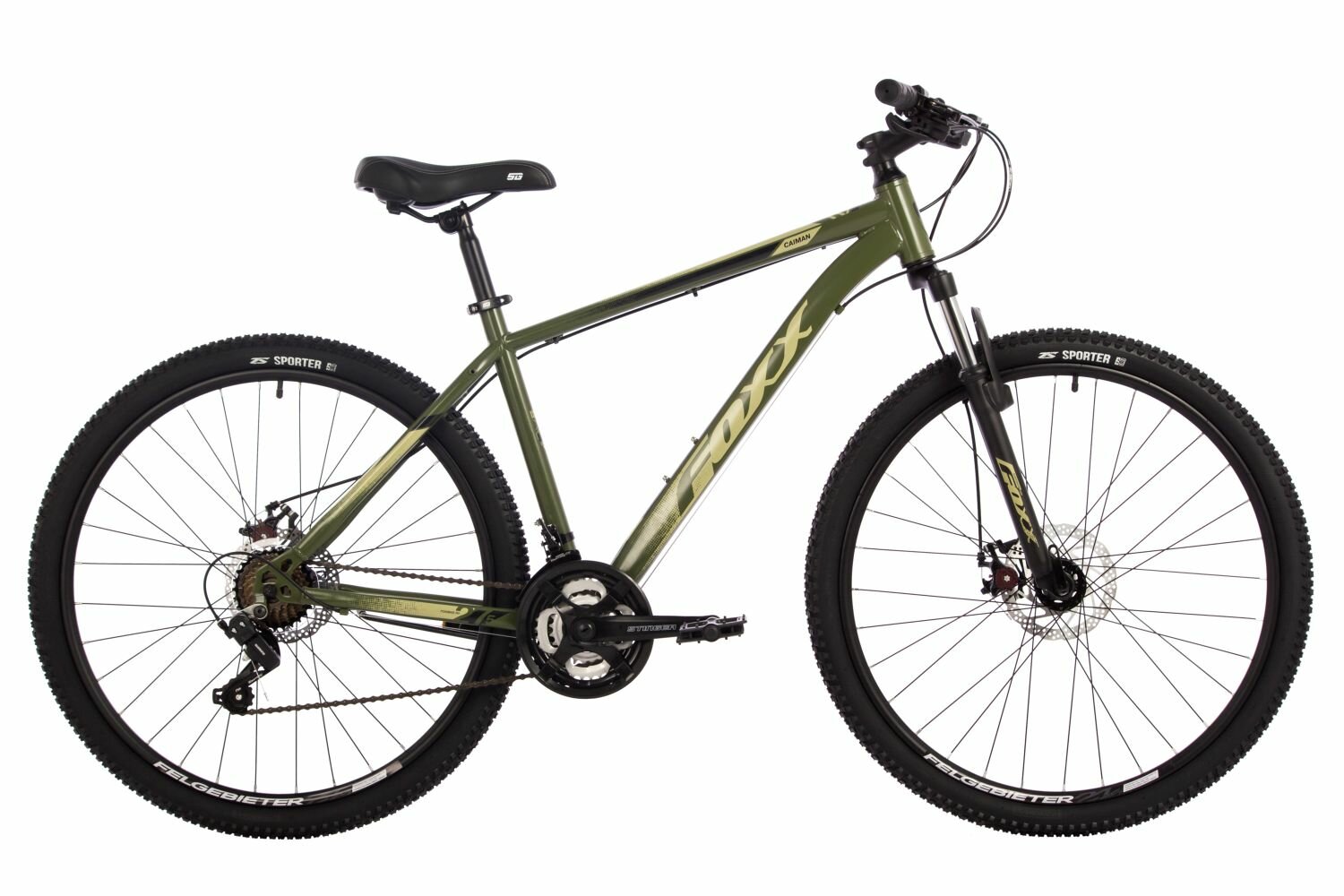 Велосипед Foxx Caiman 27.5" (2024) (Велосипед FOXX 27.5" CAIMAN зеленый, сталь, размер 20")